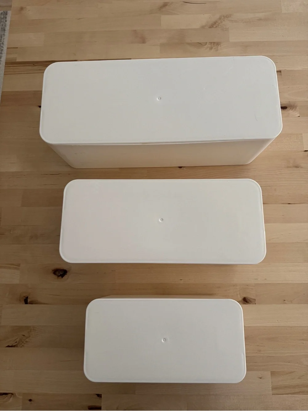 Set of 3 White Rectangular Storage Boxes